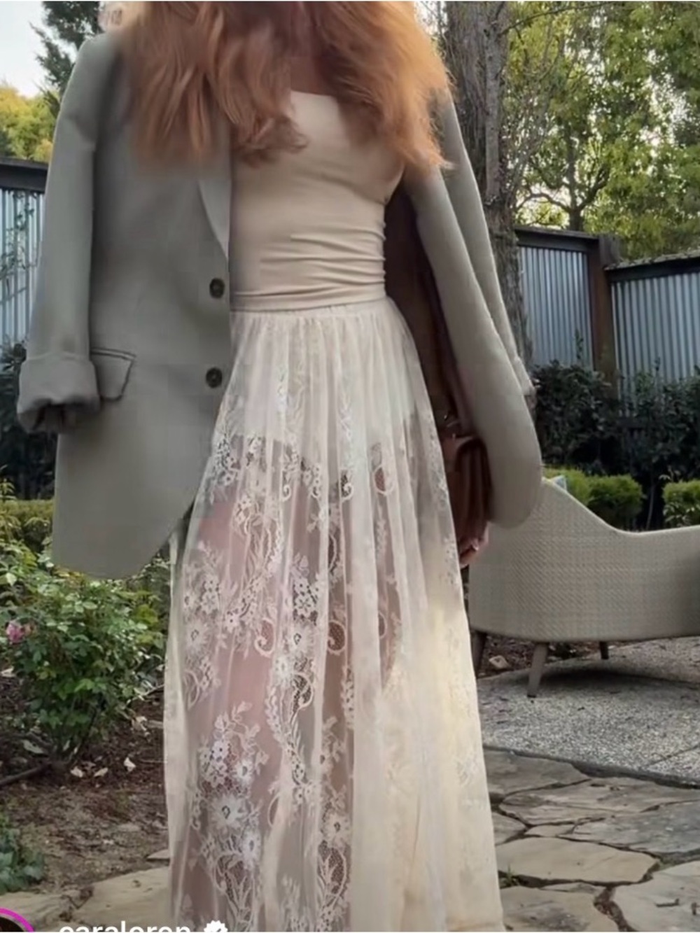 AFRM Cream Lace Maxi Skirt - Picture 5 of 6